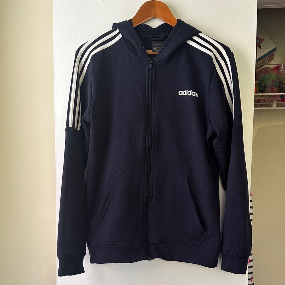 Adidas Navy Blue Full-Zip Hoodie